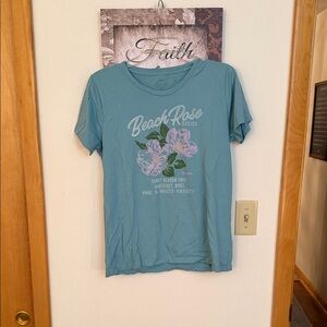 J Crew collector tee Beach Rose Graphic Tee - Teal Blue Floral Women's Top
